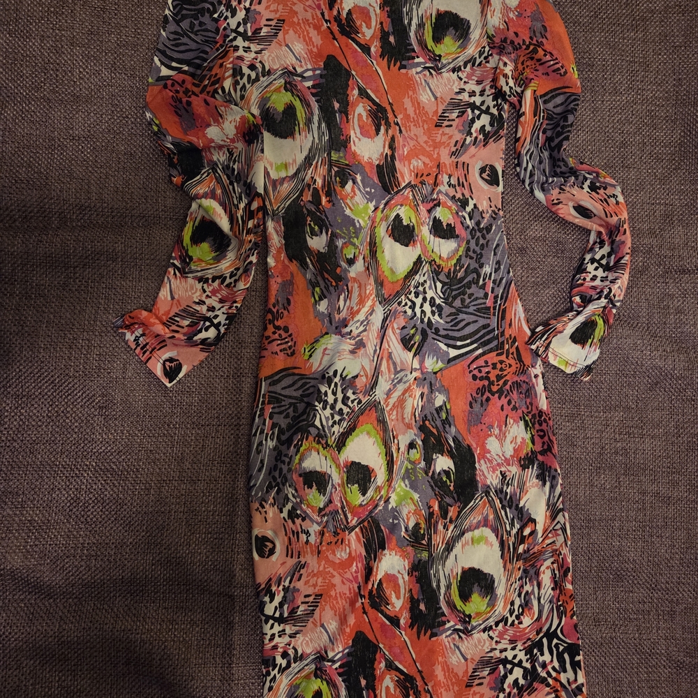 Love Multicolor Abstract Long Sleeve Dress
